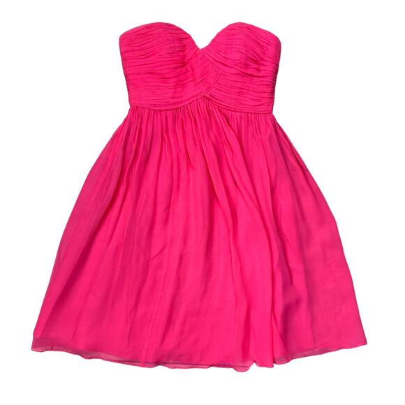 Donna Morgan 100% Silk Pink Sweetheart Strapless Mini Formal Bridesmaid Dress - Picture 1 of 7